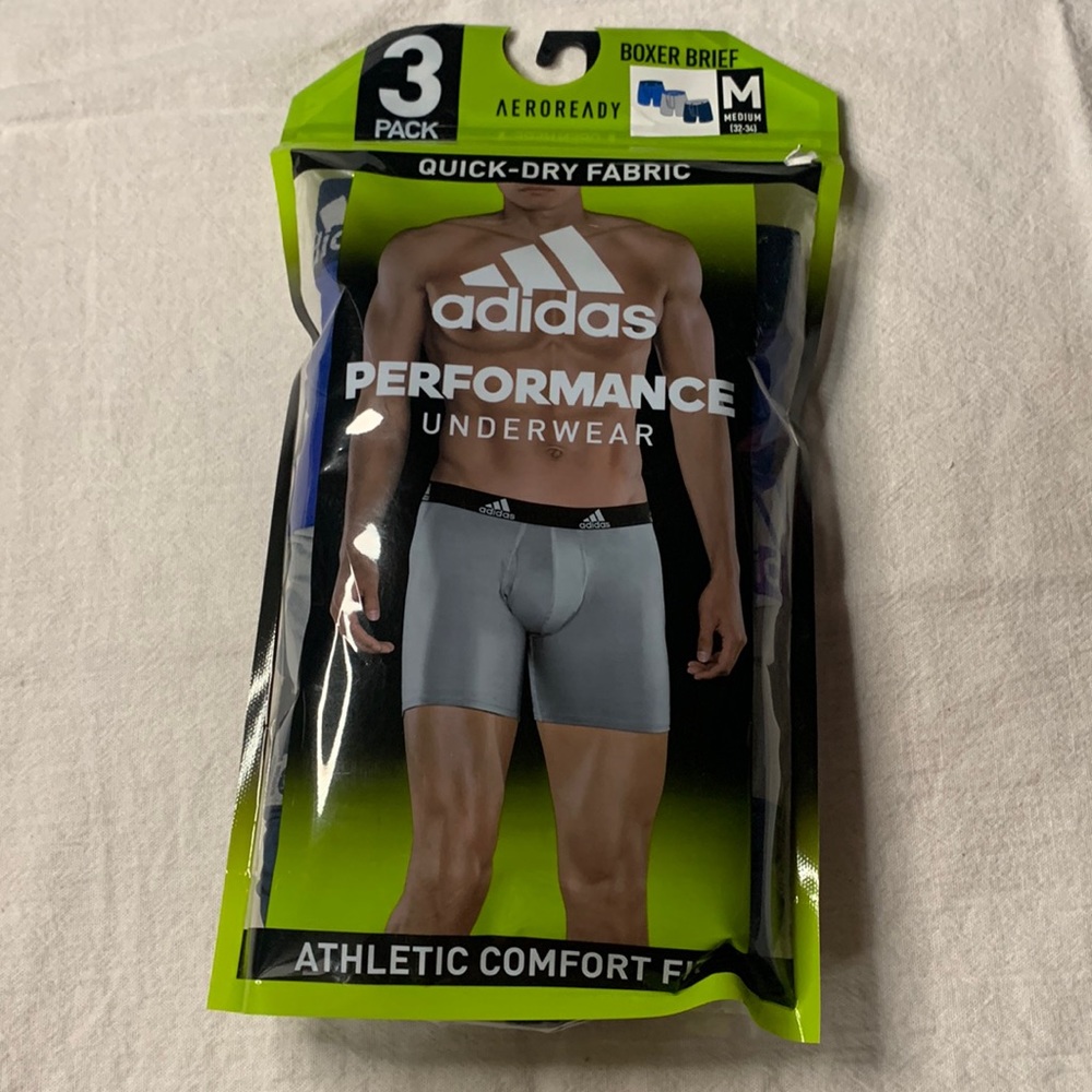 Men’s adidas boxer brief performance underwear dry fit fabric(3 pack)